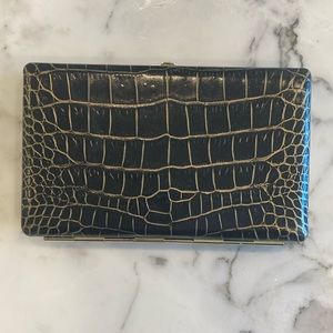 Black and gold croc print clutch purse